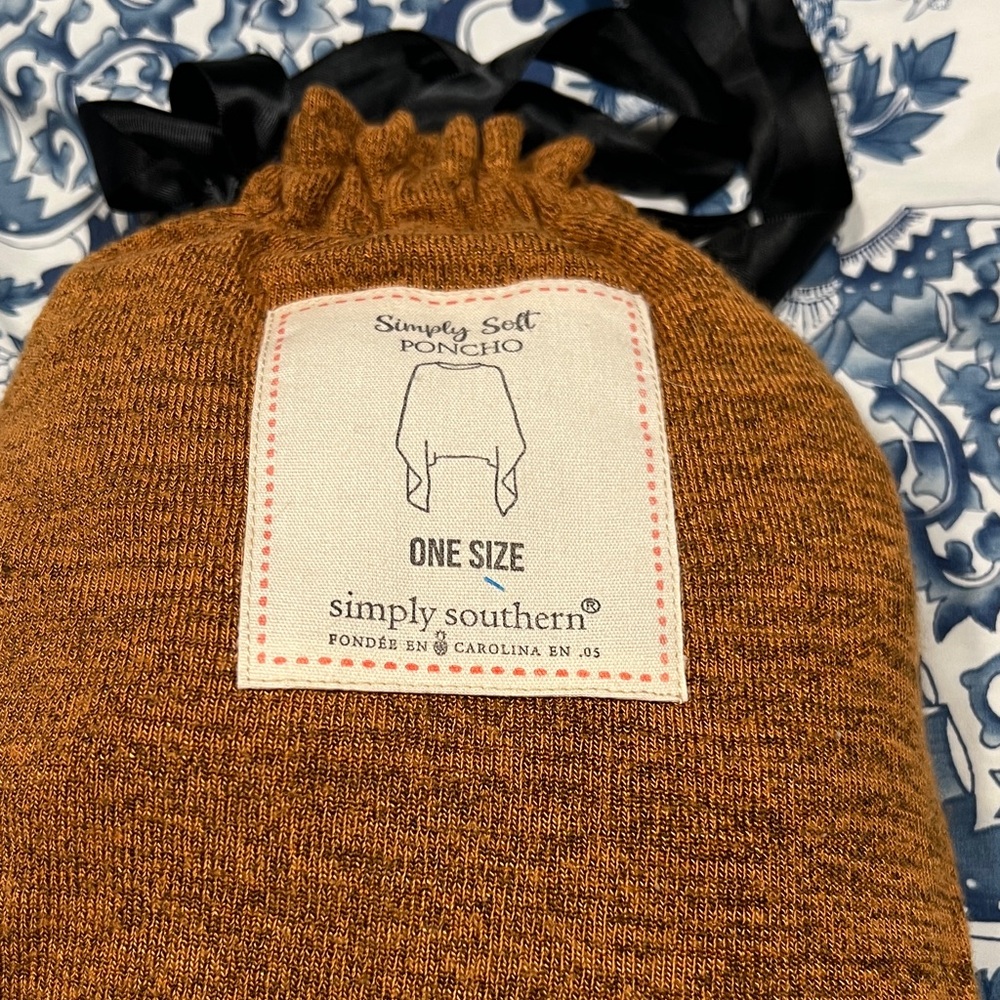 Simply Southern Burnt Orange Knit Poncho